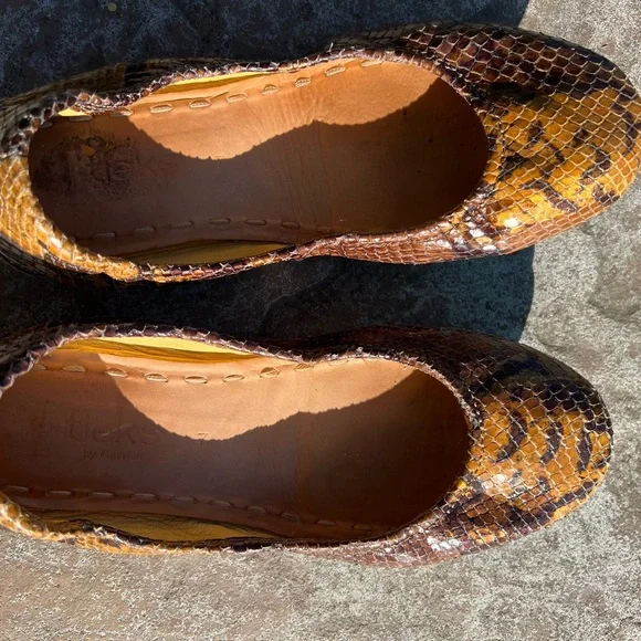 Mocha Snake Print Tieks Women's Shoes - Picture 2 of 5